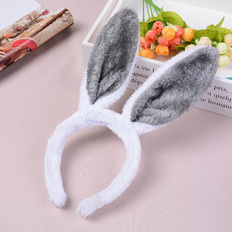 Head Button Plush Rabbit Ears Headband Children's Cute We Chat Business Promotion Little Rabbit Headband Easter Head Button