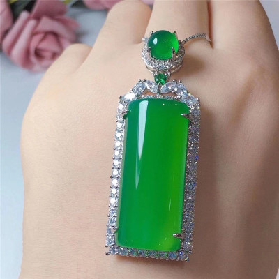 Manufactor 925 Set High grade matte Chrysoprase Pendant jade Pendant wholesale