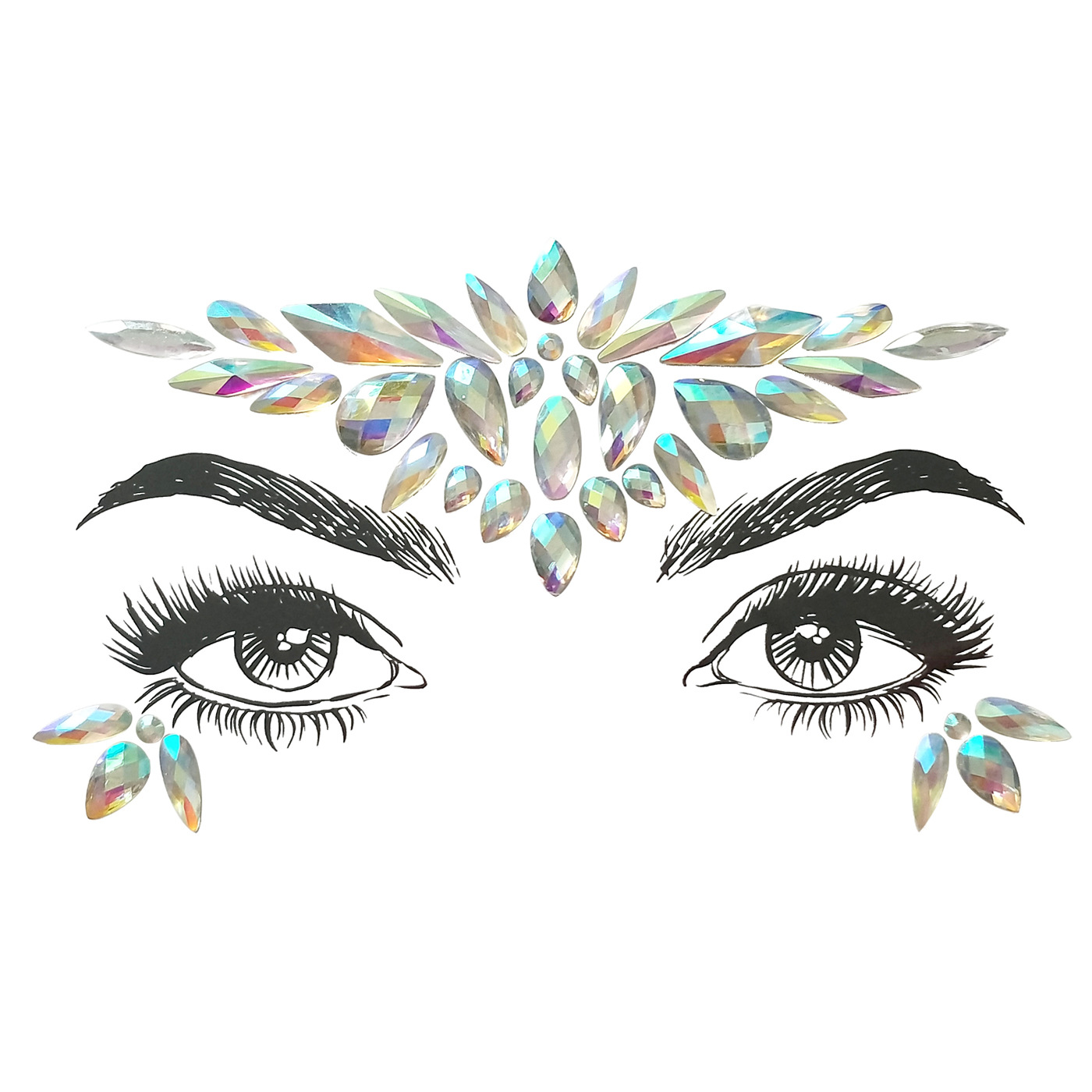 New Acrylic Face Stick-on Crystals Resin Drill Face Pasters Breast Pad Crystal Eyebrow Diamond Sticker Waterproof display picture 4