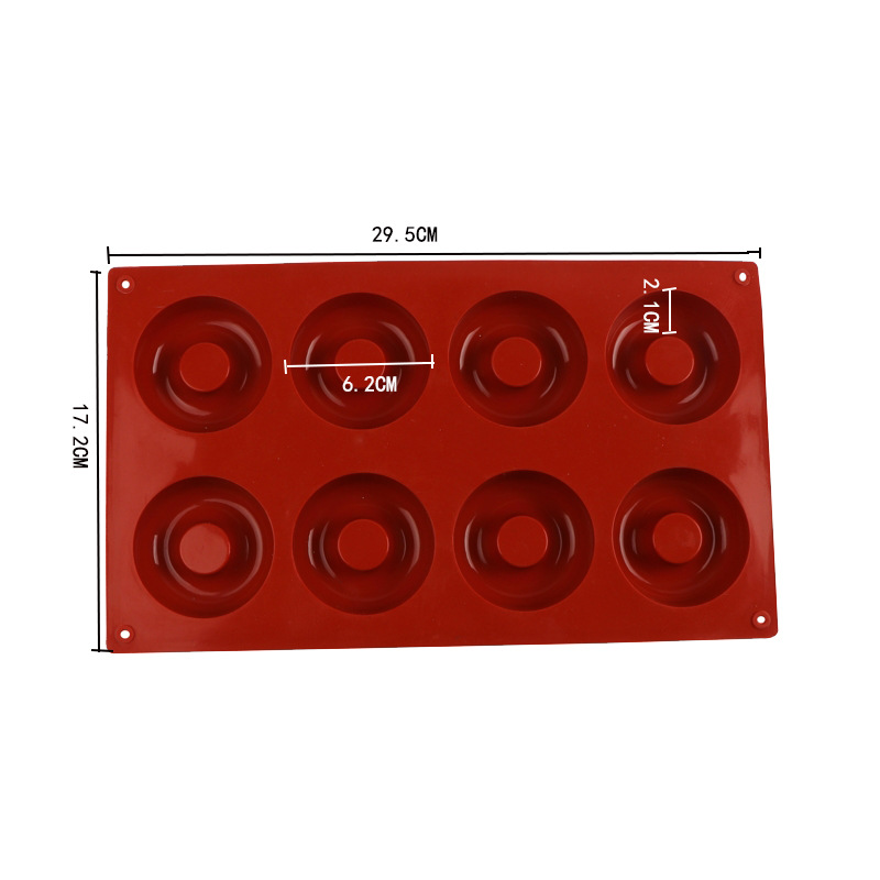 8-piece donut mousse silicona molde DIY hornear galleta pastel molde redondo círculo chocolate molde de fideos