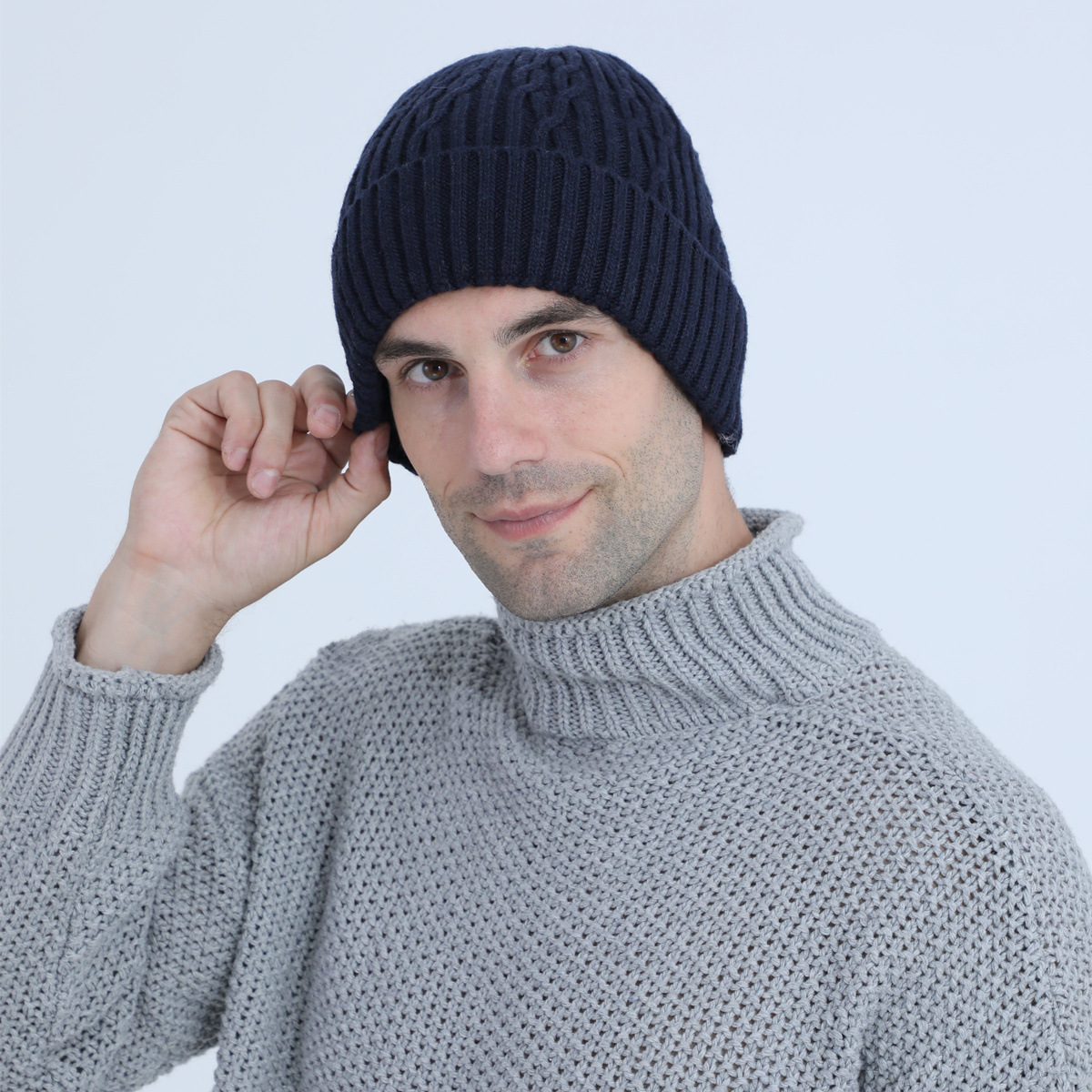 Knitted Beanie Hat For Men Warm Winter Wool Cycling Ear Cap_voghion.com