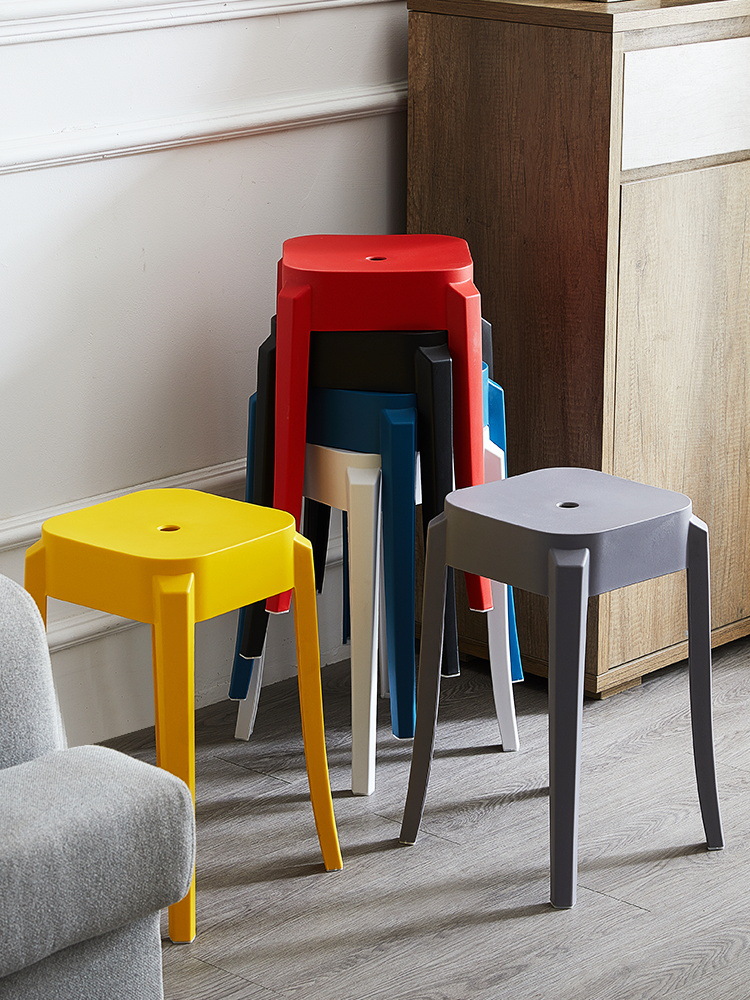 Thick plastic stool adult home dining table high bench modern minimalist fashion creative northern European bench chair