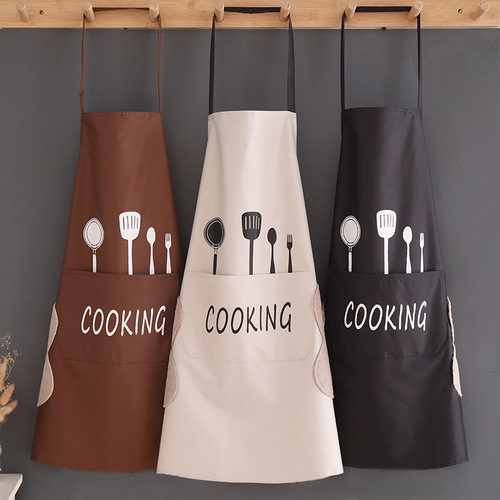 Apron household waterproof and oil-proof smock women's fashion apron kitchen cooking apron can wipe hands apron smock customized
