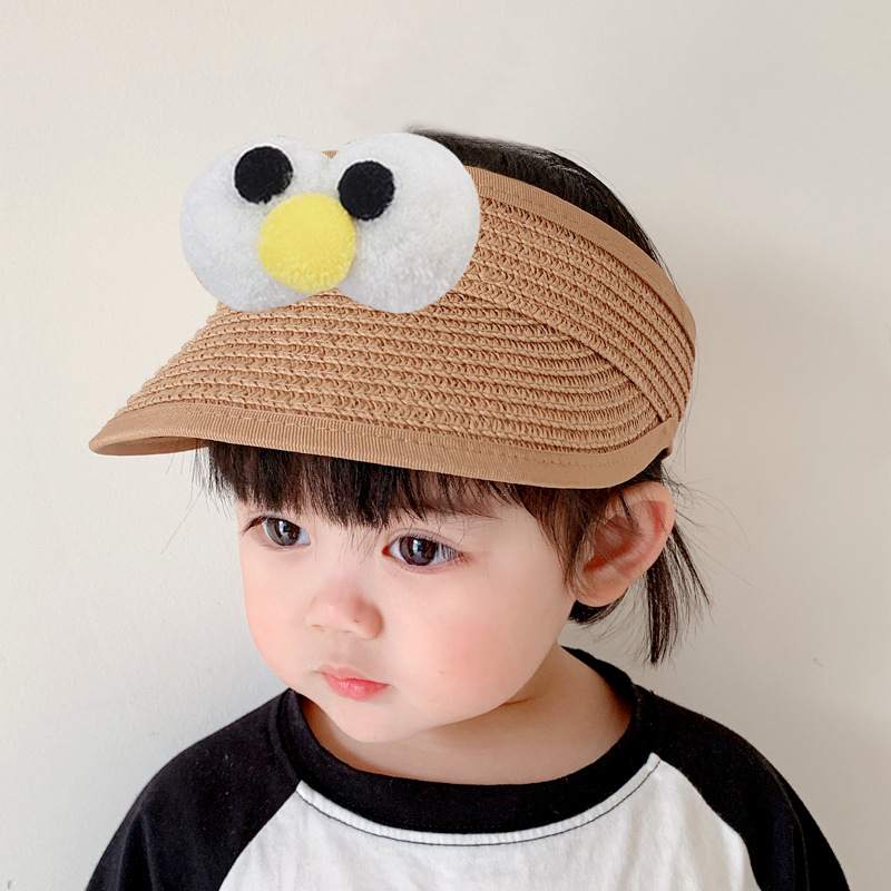 Cute Children's Topless Peaked Sun-proof Big Eyes Straw Sun Hat display picture 1