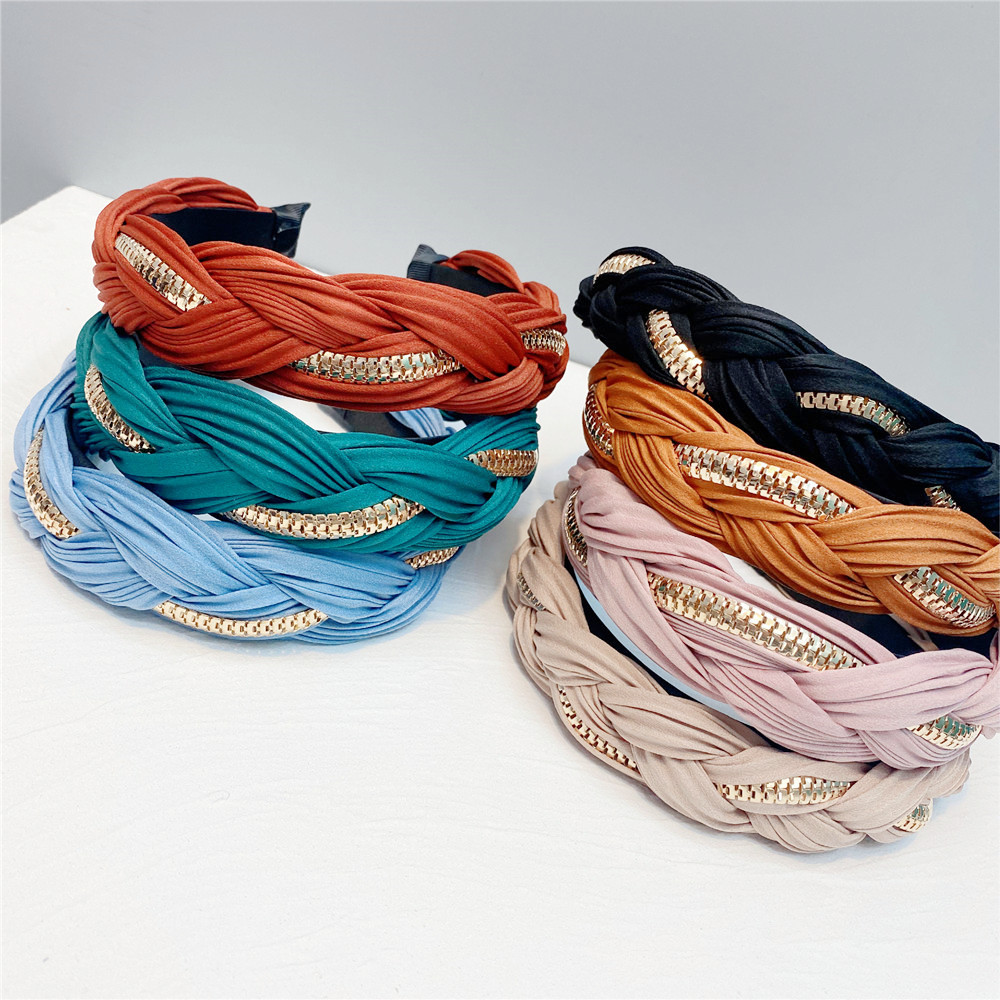 Zipper Strip  Silk Satin Twist Braid Headband display picture 12