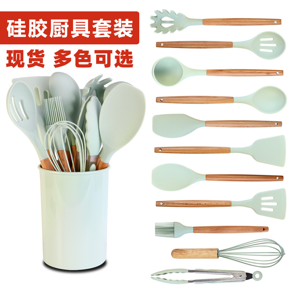热销硅胶厨房用品套装烹饪工具厨房用具家庭厨具锅铲汤勺漏勺套装