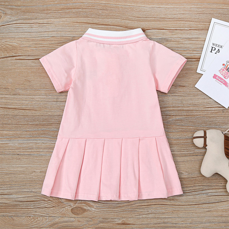 فستان جديد للفتيات بأكمام قصيرة ، تنانير للأطفال ذات اللون النقي display picture 3