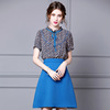 Summer dress light ripe lotus leaf collar print waist A-line skirt