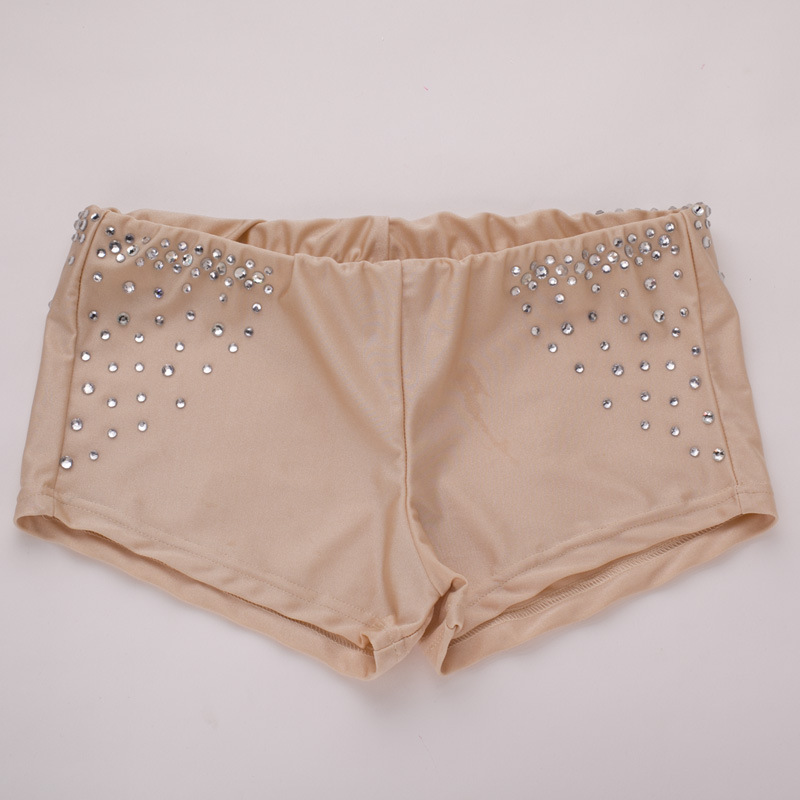 Flesh colored diamond Latin ballroom dance shorts for women girls flesh pants belly dance leggings boxers