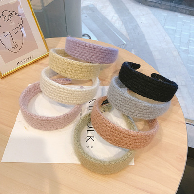 韩国甜美温柔毛线发箍女防滑针织头箍宽边发卡网红气质压发捆头饰