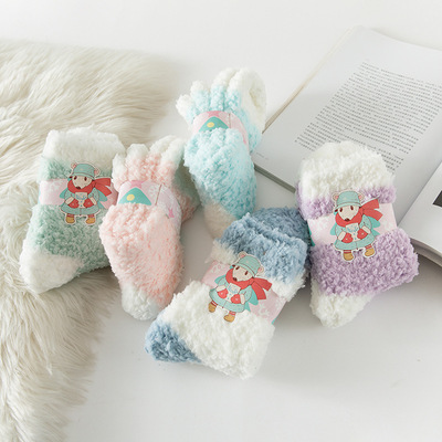 wholesale Hairy Soft and soft Home socks lady Autumn and winter thickening keep warm Coral sleep Floor socks Sleep