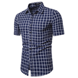 Plaid short sleeve shirt summer fit casual