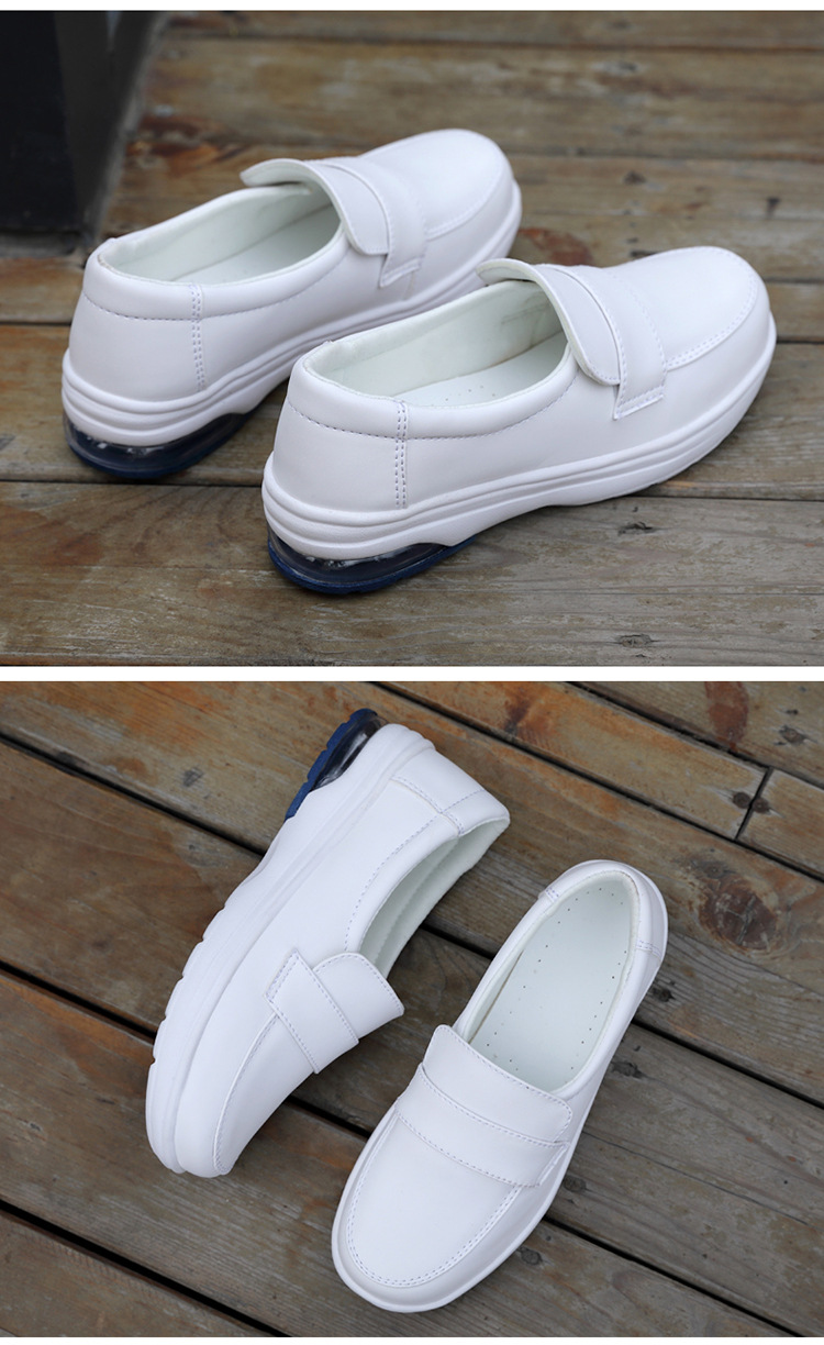 2020 spring/summer new nurse shoes women's white women's genuine leather shoes air cushion black work shoes soft back thick back small leather shoes undefined