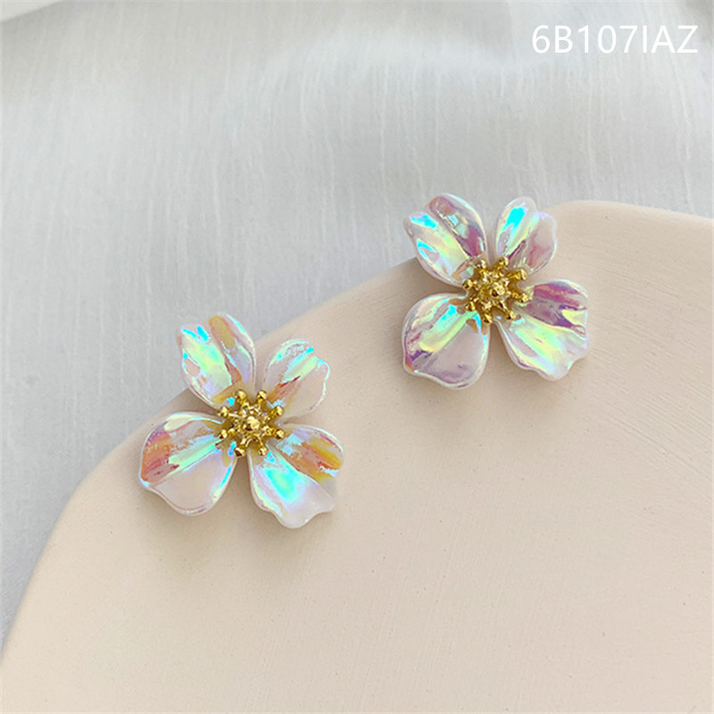 Korean Colorful Flower Earrings New Simple Super Fairy Earrings Sweet Girl Earrings Wholesale Nihaojewelry display picture 9