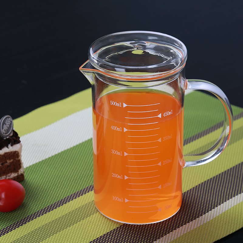加厚带刻度的毫升玻璃量杯可微波炉加热带把大容量牛奶杯1000耐热