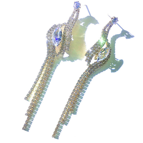 One piece dropshipping 925 silver needle European and American new heavy industry earrings for women mixed batch tassel long zircon earrings wholesale