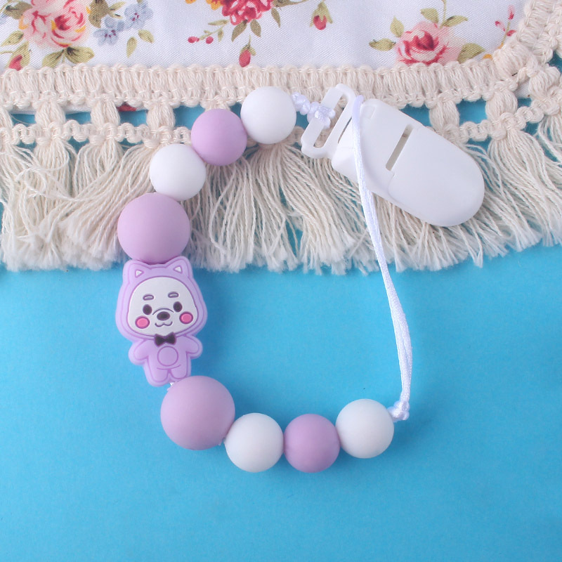 Bebé Oso de silicona pezón cadena clip dientes de bebé Cadena de molienda cadena anti-caída calmante teether pezón
