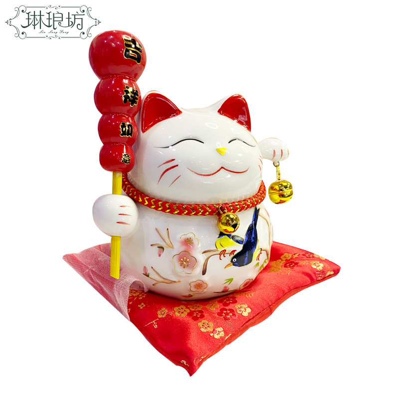 Apertura regalo gato afortunado solar escritorio decoración azúcar calabaza alcancía flor caja de regalo decoración porcelana festivo