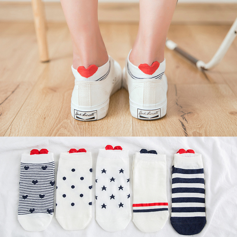 Spring and summer new cotton three-dimensional love women's boat Socks Korean fashion personality women's socks breathable sweat-absorbent cotton socks