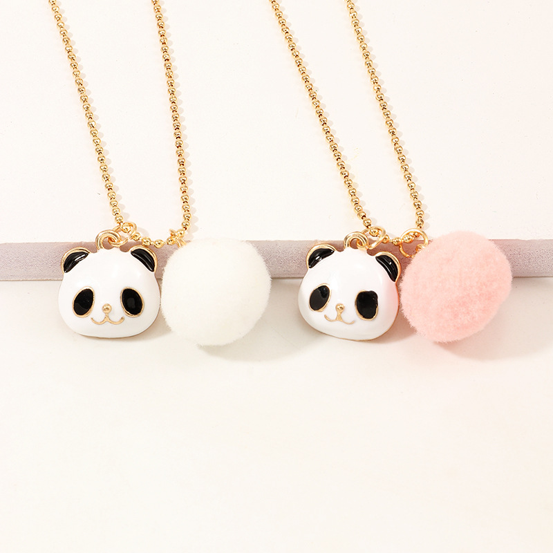 Chinese Style Cute Panda Alloy Dripping Oil Necklace Creative Animal Short Necklace Wholesale display picture 4