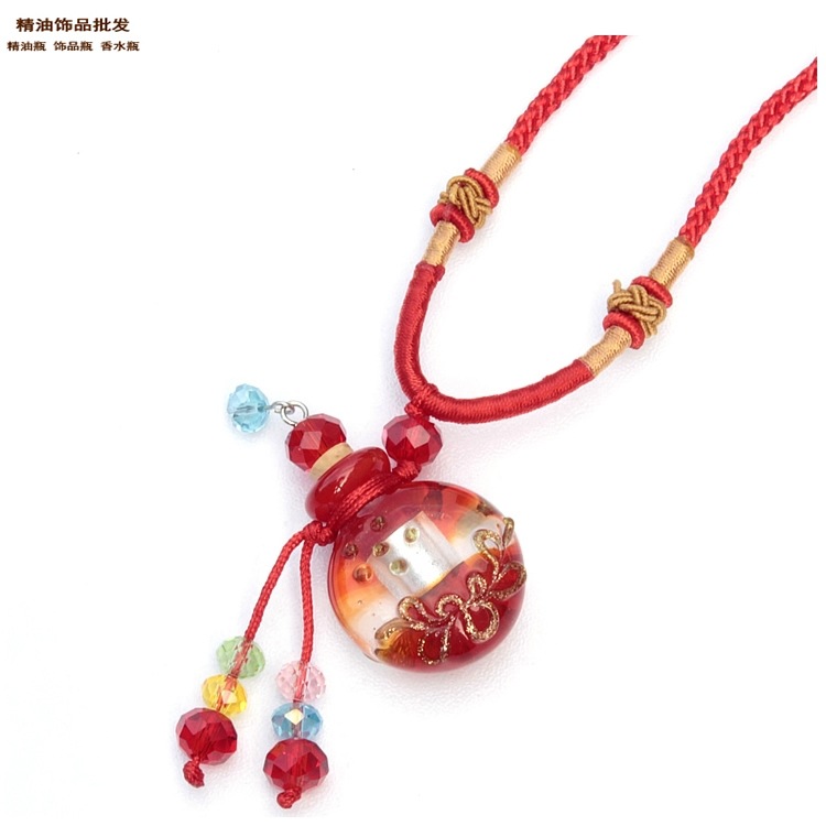 中国精油饰品网红色扁圆双扣绳巴洛克琉璃瓶项链1.jpg