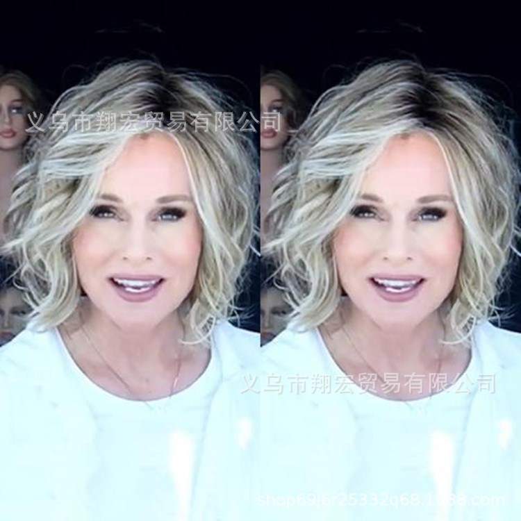 2020 independent website new hot selling European and American wig mixed color pick color short curly hair rose net wig wholesale