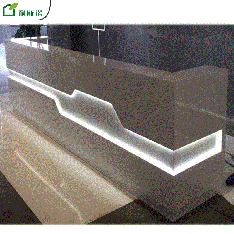 定制公司烤漆前台接待台简约现代白色办公咨询台迎宾收银柜台吧台|ru