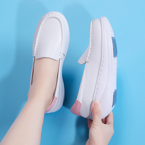 Women's Summer Breathable Soft Sole Nurse Shoes, Non-Binding White Thick Heel Height Wobble Shoes, Fall/Winter Style, Dropshipping