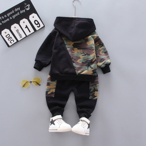 children's versatile autumn new style boys' loose children's clothing T-shirt long-sleeved sweatshirt camouflage pants suit one piece drop shipping