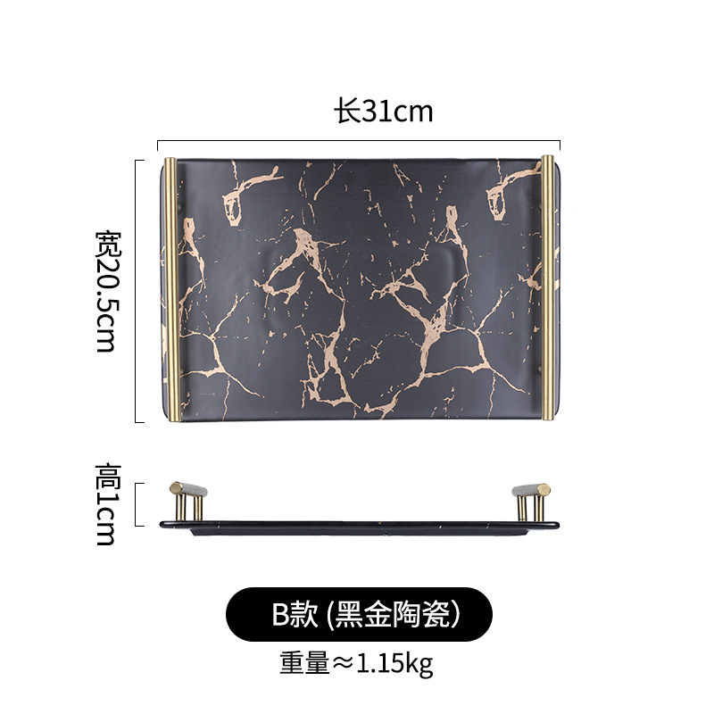 Nórdico creativo restaurante sushi placa de cerámica estilo de lujo de oro de mármol bandeja desayuno en casa postre placa