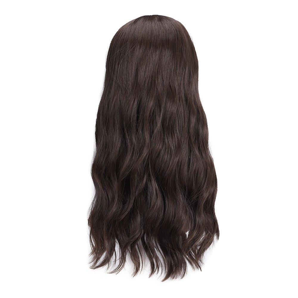 Perruque synthétique Set Femme Air frange Micro Wave Full Top Mesh Rouge Cheveux longs bouclés_voghion.com