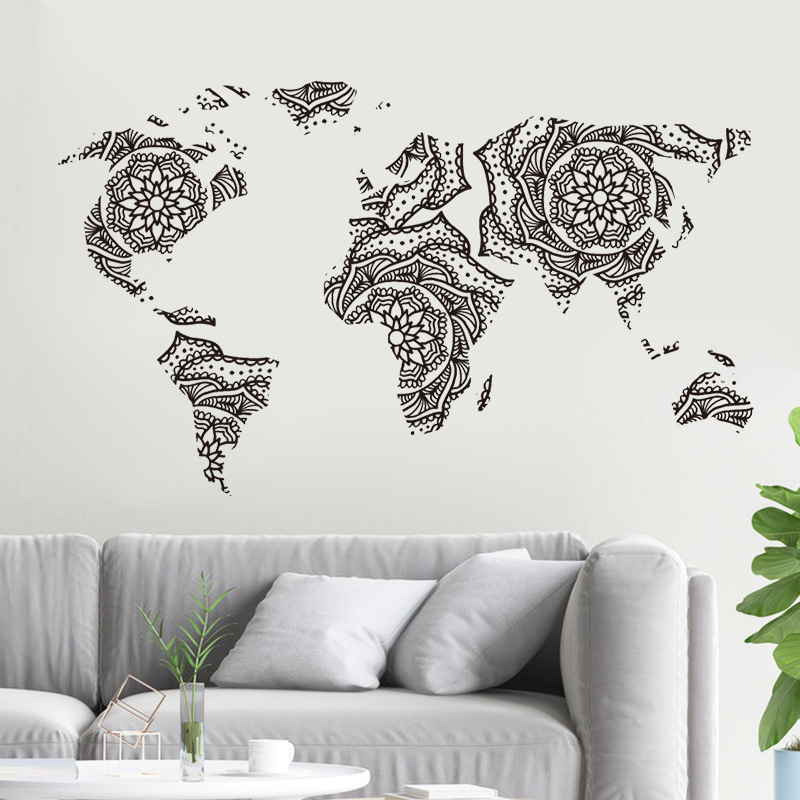 New Simple Lotus Totem Seven Continents Land Plate Wall Stickers display picture 5