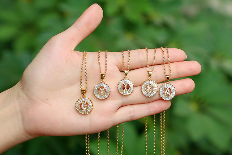 Letter Pattern Fashion 26 English Letter Round Copper Necklace