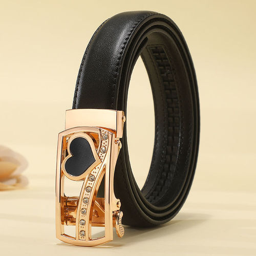 【True Leather Warranty for 3 Years】Women's Genuine Leather Belts, Fashionable Automatic Buckle Waist Belts, Korean Style Student Pants Belts