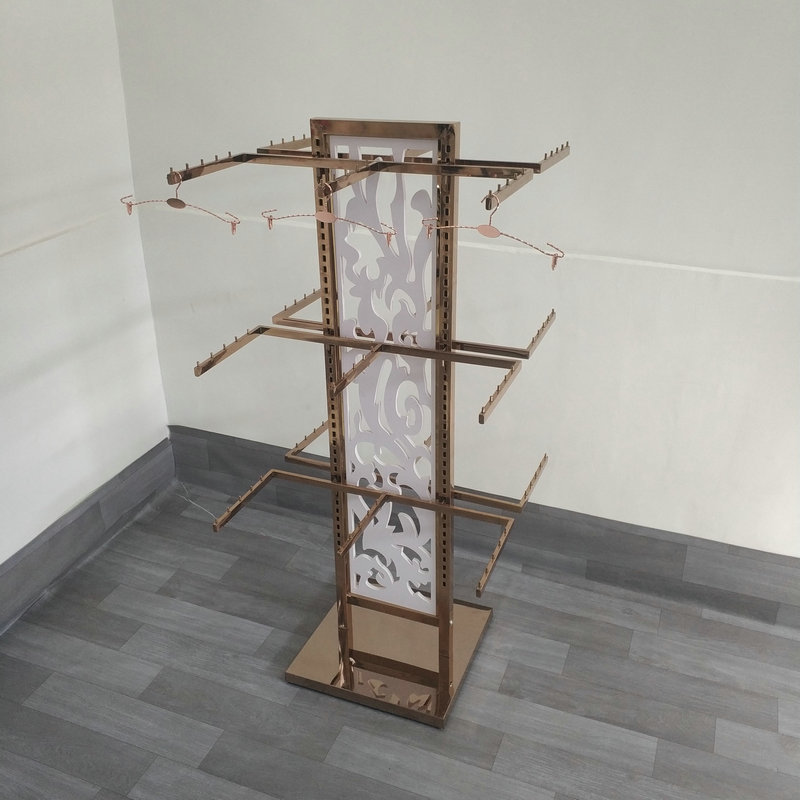 不锈钢玫瑰金内衣中岛架三层服装内裤展示架胸罩文胸架服装架落地|ms