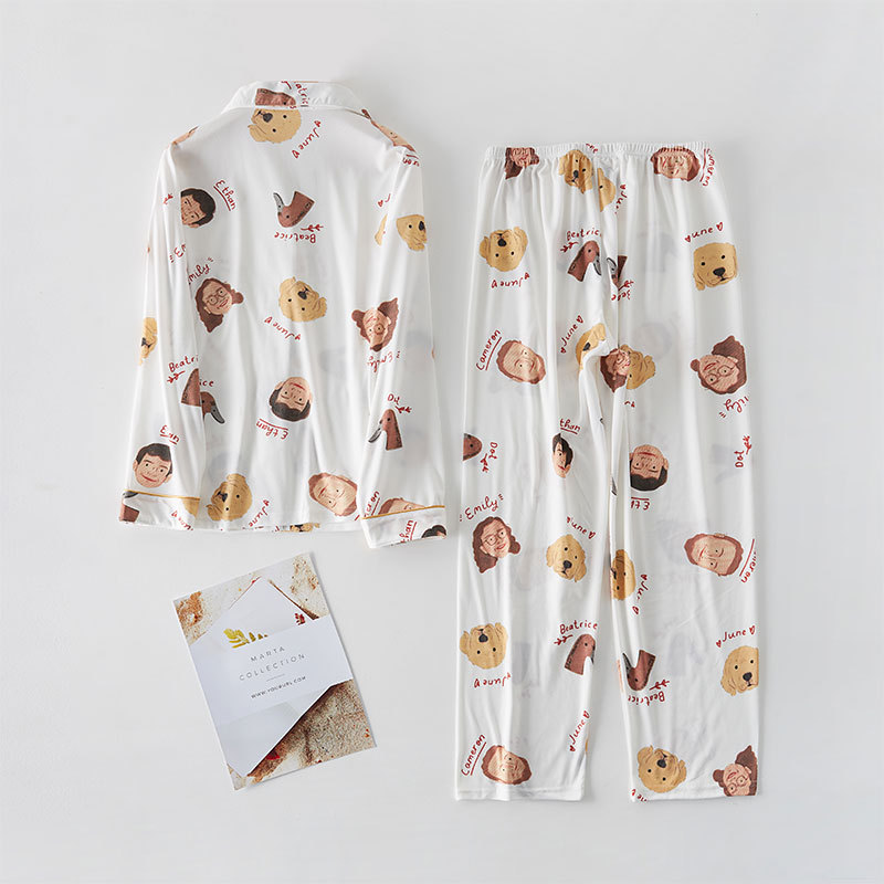 Pijamas de las mujeres de primavera y otoño 100% algodón de manga larga traje lindo Otoño e Invierno estilo coreano estudiante fresco desgaste del hogar de las mujeres