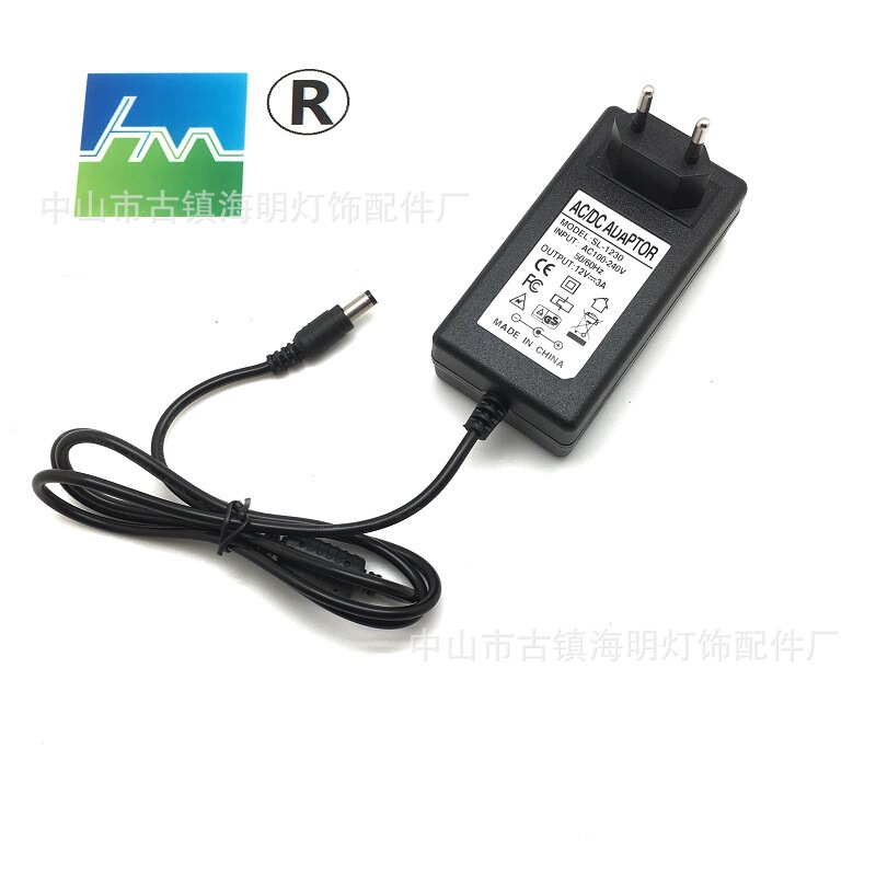 European standard power adapter LED light bar light with switch power supply European standard charger European plug charger