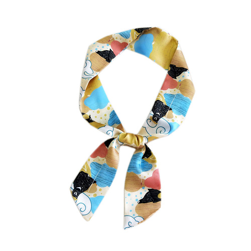 Long small floating scarf with scarf for women in spring, autumn and summer, strap to tie bag handle, silk scarf to tie handbag decoration