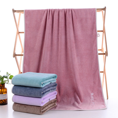 新款素色简约青春派浴巾 柔软吸水超细纤维大浴巾沙滩巾