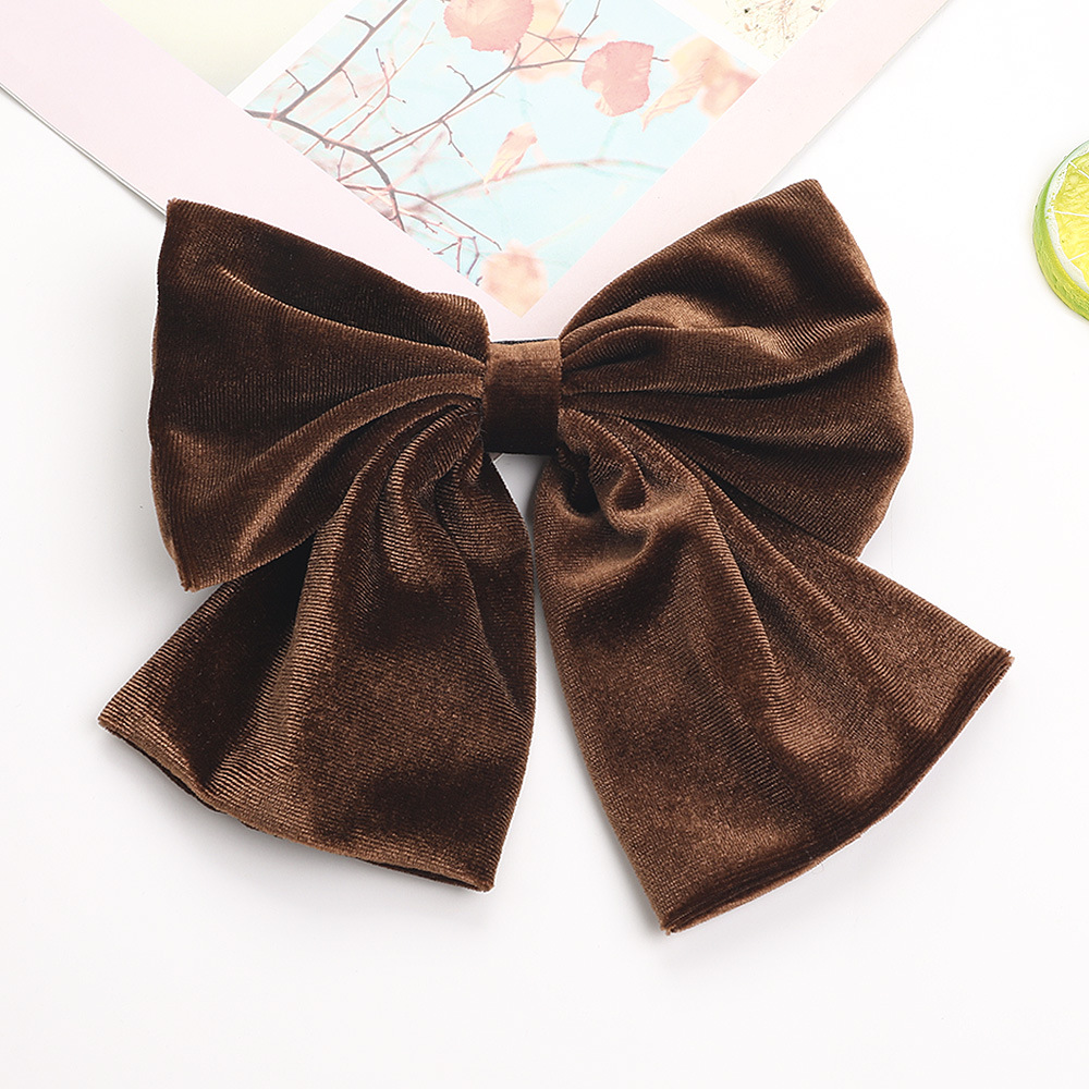 Korea Golden Silk Korea Flanell Big Bow Haars Pange Modische Mädchen Internet Promi Feder Clip Haars Pange 2021 display picture 7