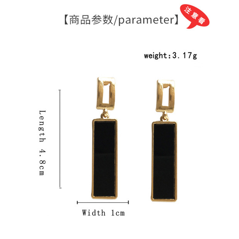 Fashion New   Black Geometric Rectangular  Temperament Long  Earrings Nihaojewelry Wholesale display picture 1