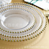 Factory wholesale transparent glass gold bead edge glass dish