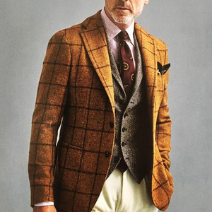 Plaid slim casual men’s coat