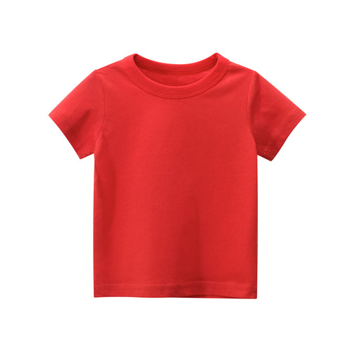 [Factory goods pass] 27kids children's clothing summer 2024 children's short-sleeved T-shirt advertising shirt solid color without pattern