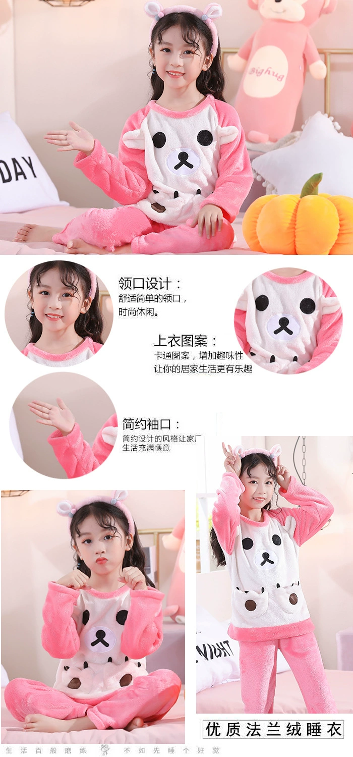 best nightgowns 3-12Year New Kids Winter Flannel Pajama Sets Children Girls Warm Thick Fleece Cartoon Pyjamas Girl long sleeve Sleepwear Suit nightgowns baby