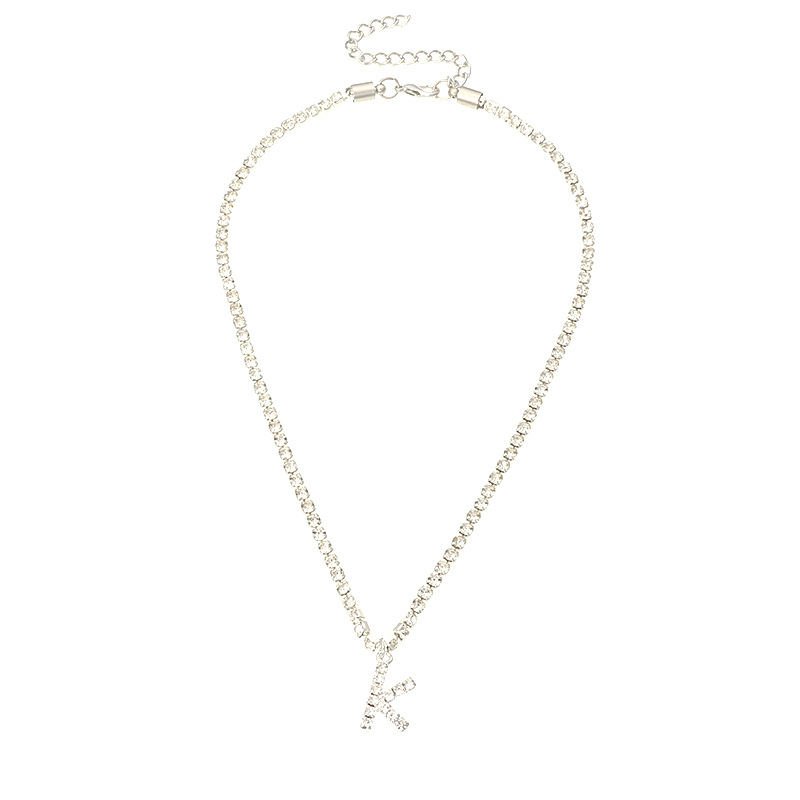 fashion new popular wild 26 English alphabet necklace full diamond choker necklace nihaojewelry whol