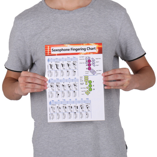 Guangdong wholesale saxophone learning chart, coated paper saxophone fingering chord chart, saxophone practice chart