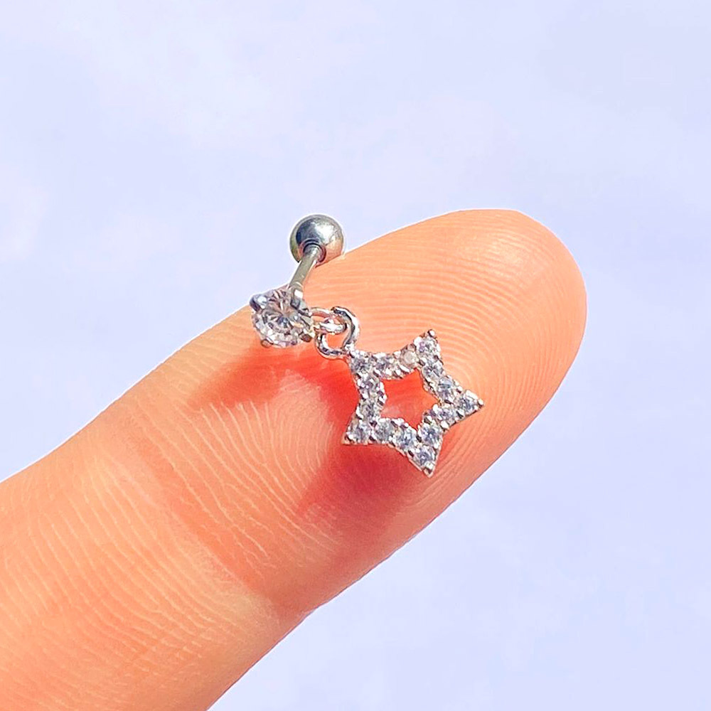 Zircon Inlay Material Stainless Steel Zircon Star Waterproof Non Tarnish Surgical Steel Elegant Ear Studs For Women'S