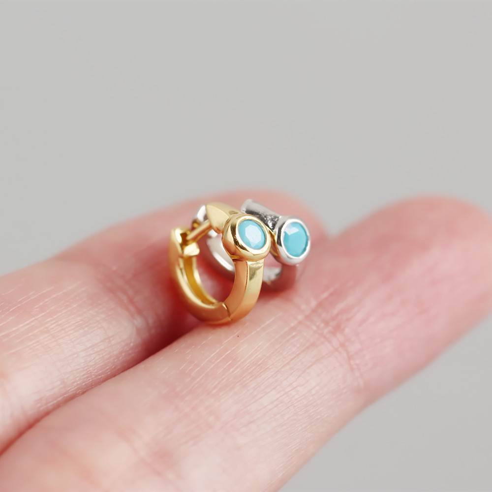 925 Sterling Silver Ear Needle Material S925 Sterling Silver Blue Zircon Ear Buckle Wholesale Nihaojewelry