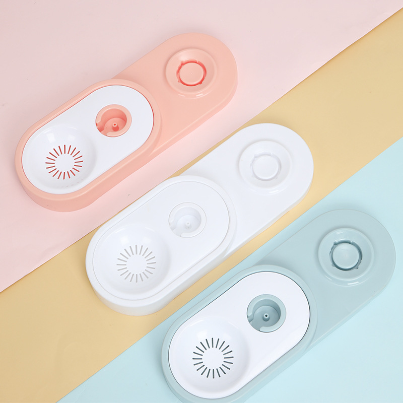 Mascota comedero automático doble gato de almacenamiento automático de imitación de agua húmeda tazón de fuente de comida para perros gato dispositivo para beber Gato Cuenca perro tazón